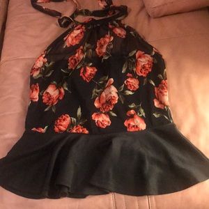 Sheet floral halter peplum top